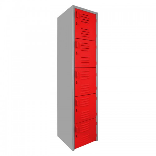 Locker metálico dual grande - 5 puertas rojo